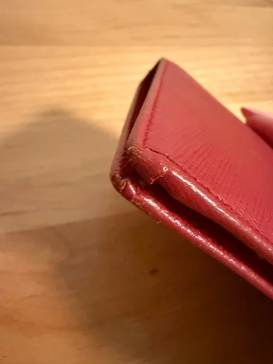 Prada Red Saffiano Leather Compact Wallet Card Holder with Gold Logo with Box - Picture 5 of 16